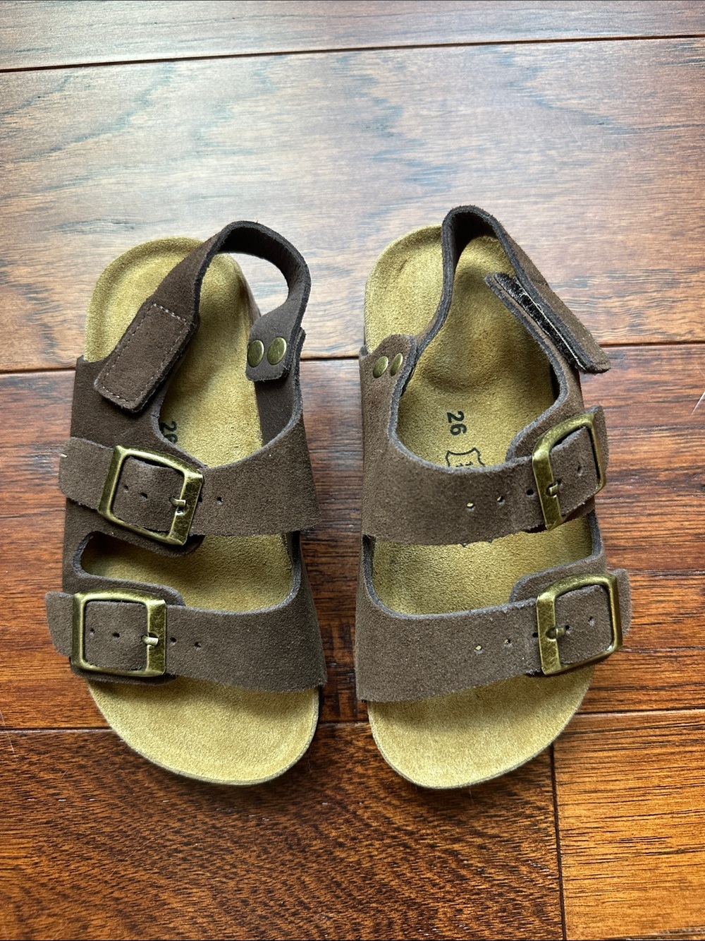 Kids Adjustable Brown Suede Buckle Sandals